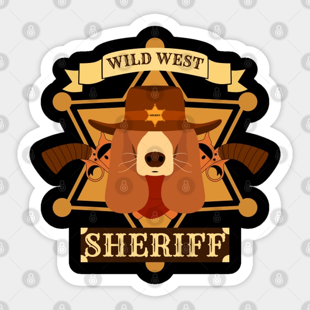 Sheriff Basset Hound Sticker by LulululuPainting